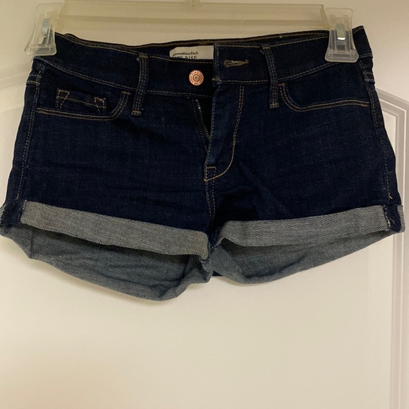 Abercrombie & Fitch, Size:00/24, Low Rise Dark Wash Shorts - Picture 1 of 3